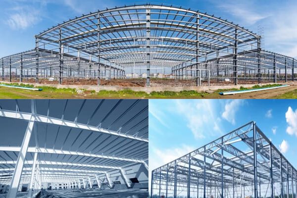 Massive steel structure construction site